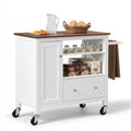 Isola da cucina mobile in legno su ruote, colore bianco