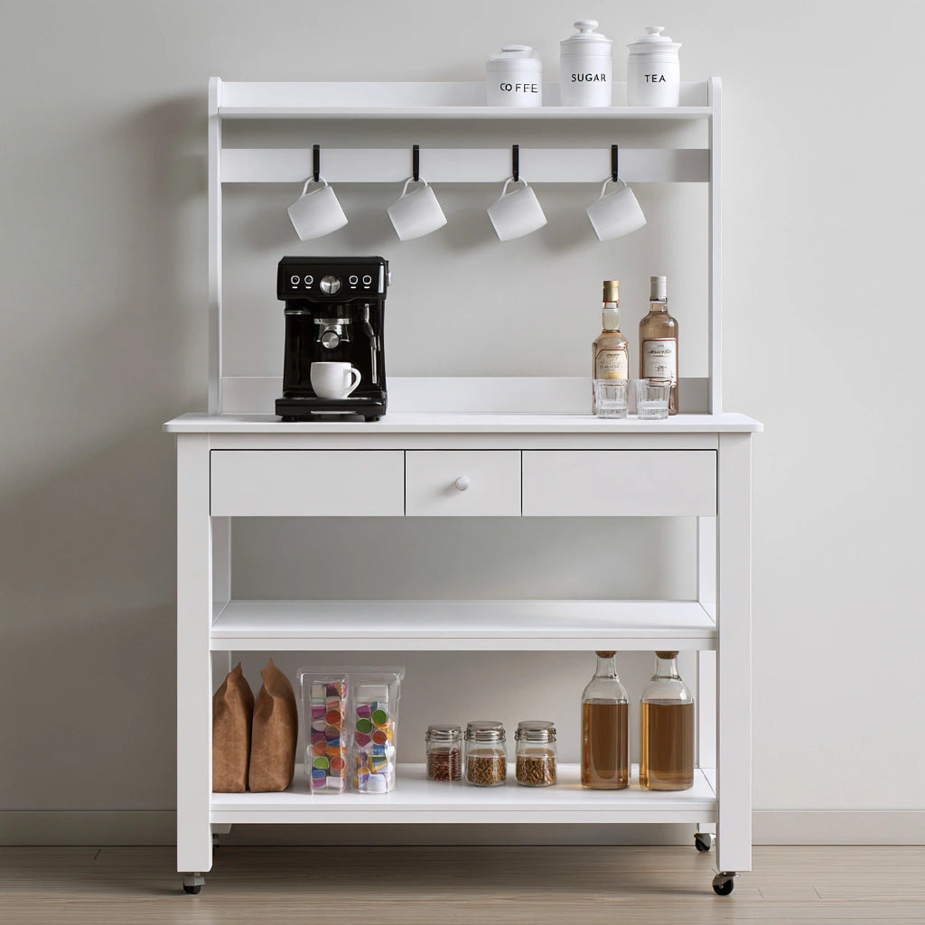 Carrello portaoggetti in legno, colore bianco
